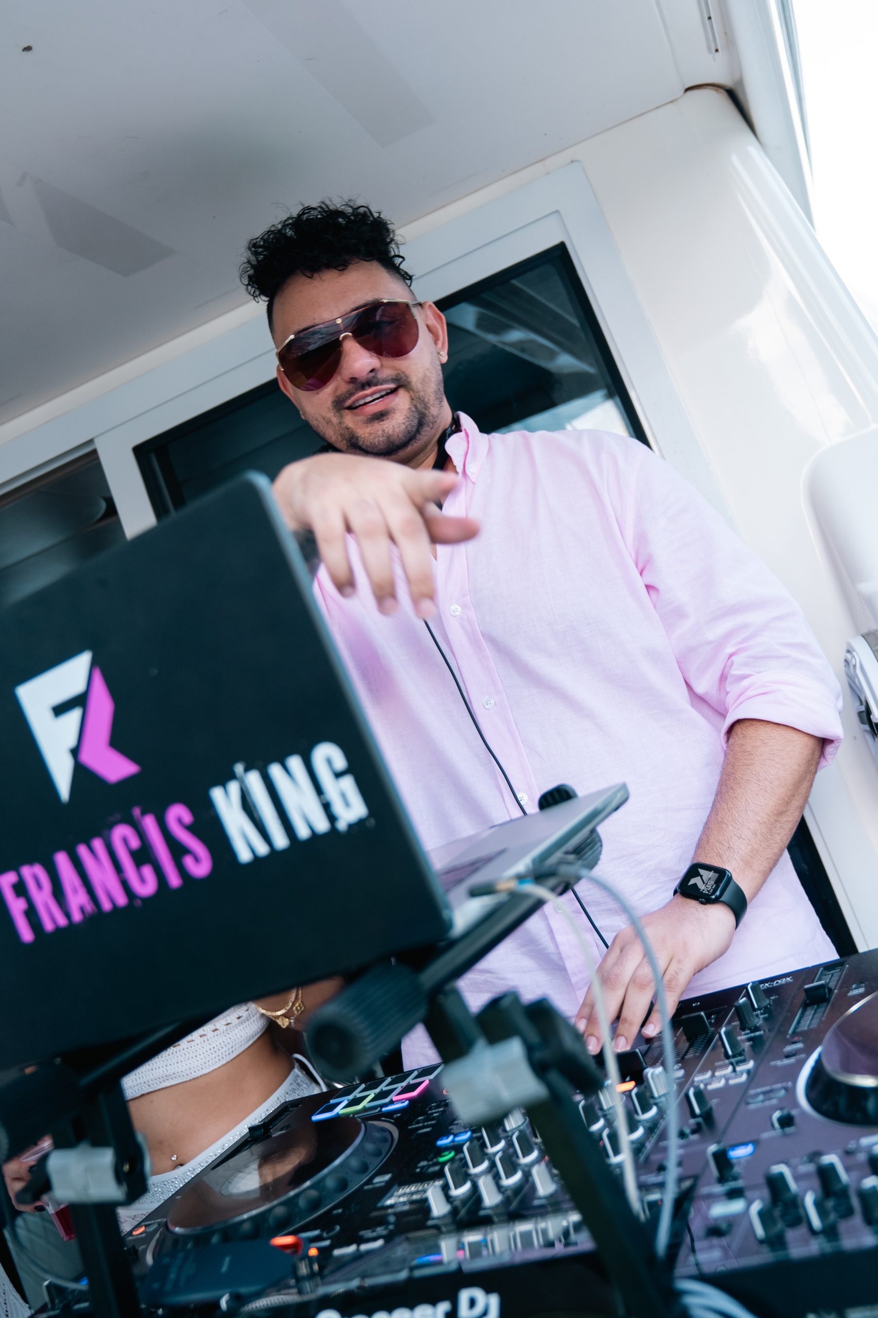 DJ Francis King with DJ equipment